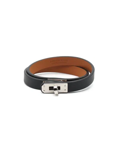 Pre-owned Hermes Hermès Kelly Duble Tour Bracelet In Black
