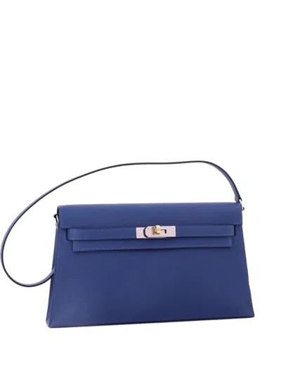 Pre-owned Hermes Kelly Elan Epsom Shoulder Bag In Blue