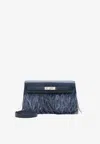 Hermes Kelly Elan Folie In Bleu Saphir Chevre Chamkila And Ostrich Feathers With Palladiun Hardware In Blue