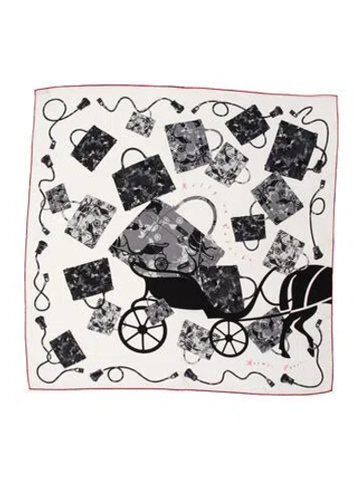 Pre-owned Hermes Kelly En Caleche Silk Scarf In White