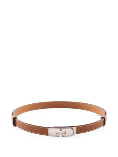 Pre-owned Hermes Kelly Epsom Belt In Brown