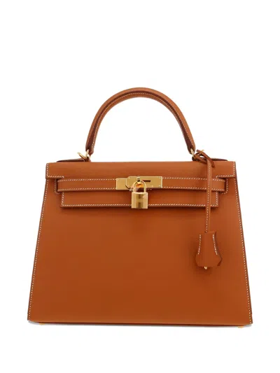 Pre-owned Hermes Kelly Epsom-leather Tote Bag In Brown