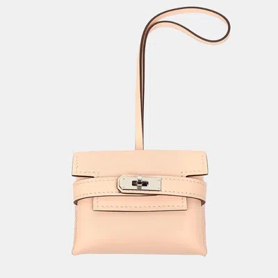 Pre-owned Hermes Kelly Festival Beige Leather Bag Charm (k) In Sand
