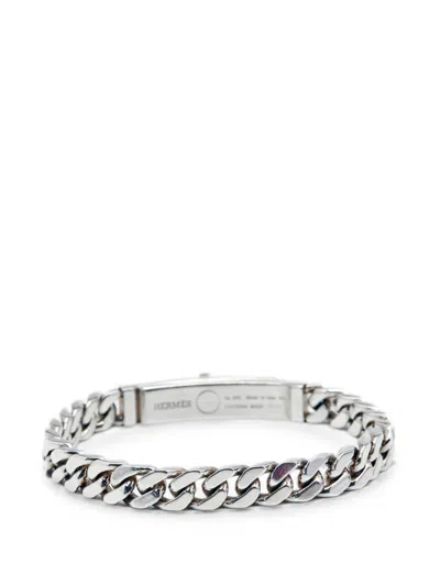 Pre-owned Hermes Kelly Gourmette Bracelet In Silver