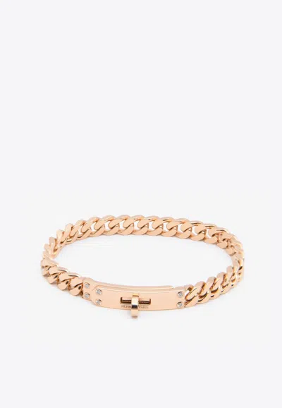 Pre-owned Hermes Kelly Gourmette Tpm Bracelet In Rose Gold And 6 Diamonds