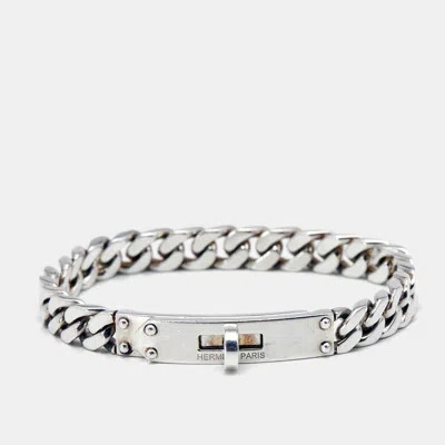Pre-owned Hermes Hermès Kelly Gourmetter Sterling Silver Very Small Model Bracelet Xs