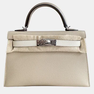 Pre-owned Hermes Kelly Ii Mini Epsom Leather Handbag In Gray