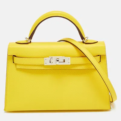 Pre-owned Hermes Hermès Kelly Ii Sellier 20 Palladium Finish Jaune De Naples Leather Bag In Yellow