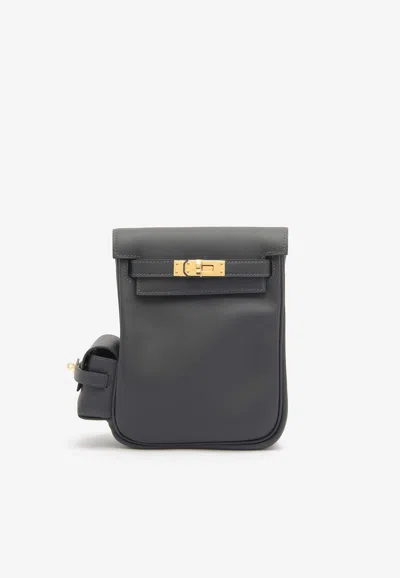 Pre-owned Hermes Kelly Jump Backpack In Caban Swift Leather With Gold Hardware