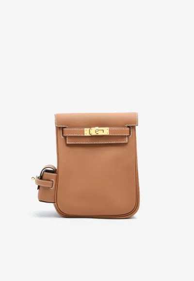 Pre-owned Hermes Kelly Jump Backpack In Gold Swift Leather With Gold Hardware