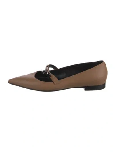 Pre-owned Hermes Kelly Leather Ballet Flats In Brown