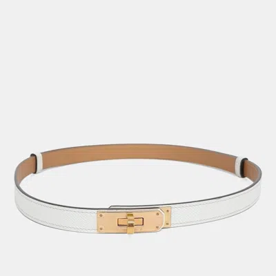 Pre-owned Hermes Kelly Leather Belt In White