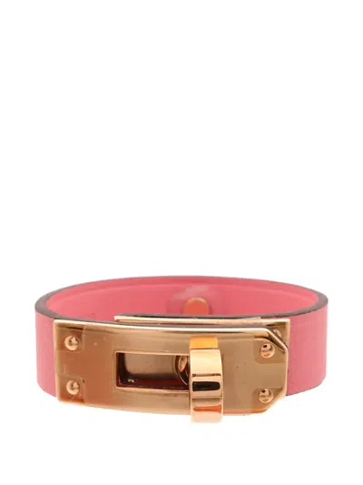 Pre-owned Hermes Kelly Leather Glove Clip In Pink