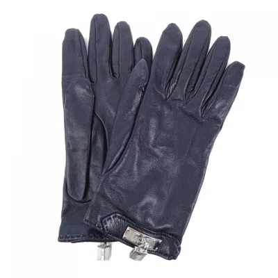 Pre-owned Hermes Kelly Leather Gloves () In Black