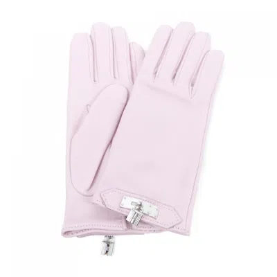 Pre-owned Hermes Kelly Leather Gloves () In Pink