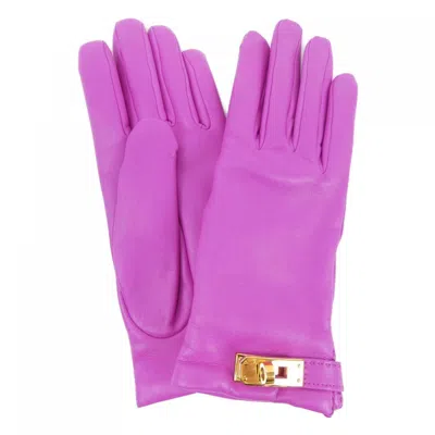 Pre-owned Hermes Kelly Leather Gloves () In Pink