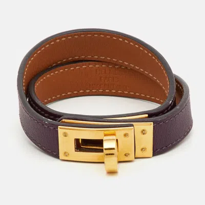Pre-owned Hermes Hermès Kelly Leather Gold Plated Double Tour Bracelet M