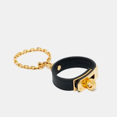 Pre-owned Hermes Hermès Kelly Leather Gold Plated Glove Clip In Black
