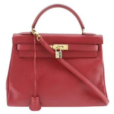 Pre-owned Hermes Kelly Leather Handbag () In Red