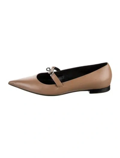 Pre-owned Hermes Kelly Leather Mary Jane Flats In Black/neutrals