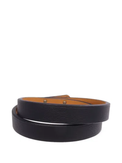 Pre-owned Hermes Kelly Leather Wrap Bracelet In Black