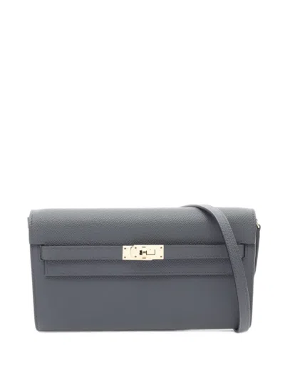 Pre-owned Hermes Kelly Long To Go Shoulder Bag In Grey
