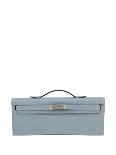 Pre-owned Hermes Kelly Long Wallet In Blue