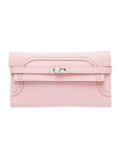 Pre-owned Hermes Kelly Longue Wallet In Pink