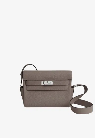Hermes Kelly Messenger Pm In Etain Togo With Palladium Hardware In Gray