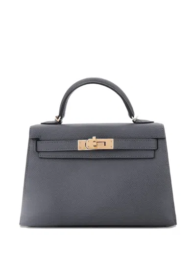 Pre-owned Hermes Kelly Mini Ii Bag Grey Epsom With Permabrass Hardware 20 Satchel In Gray