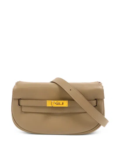 Pre-owned Hermes Kelly Moove Leather Shoulder Bag In Grey