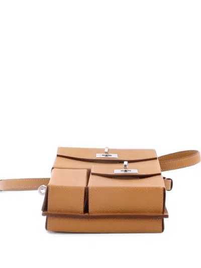 Pre-owned Hermes Kelly Multi Pocket To Go Pouch Epsom Crossbody Bag In Brown