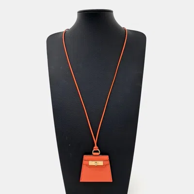 Pre-owned Hermes Kelly Necklace In Orange