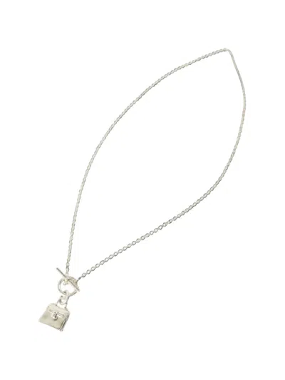 Pre-owned Hermes Kelly Pendant Necklace In Silver