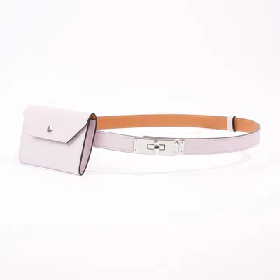 Pre-owned Hermes Kelly Pocket 18 Belt Pale Calfskin Leather In Pink