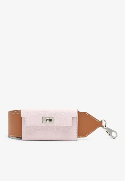 Hermes Kelly Pocket Bag Strap In Gold Swift And Mauve Pale Epsom