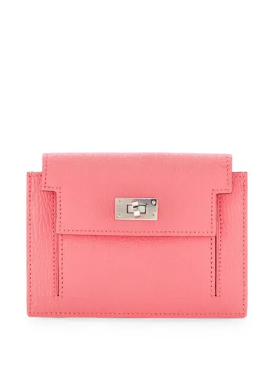 Pre-owned Hermes Kelly Pocket Compact Wallet Chevre Mysore Small Wallets In Pink