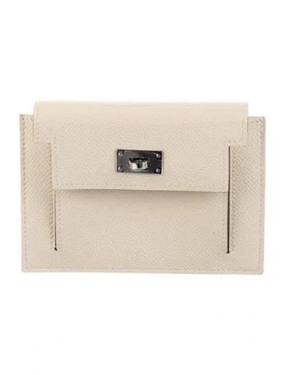 Pre-owned Hermes Kelly Pocket Compact Wallet In Neutral