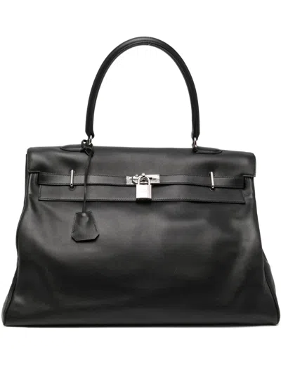 Pre-owned Hermes Kelly Relax 50 Swift Leather Phw In Black