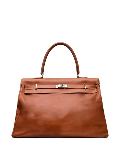 Pre-owned Hermes Kelly Relax 50 Tote Bag In Brown