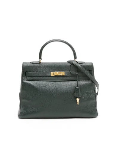 Pre-owned Hermes Hermès Kelly Retourne 35 Togo Bag In Green