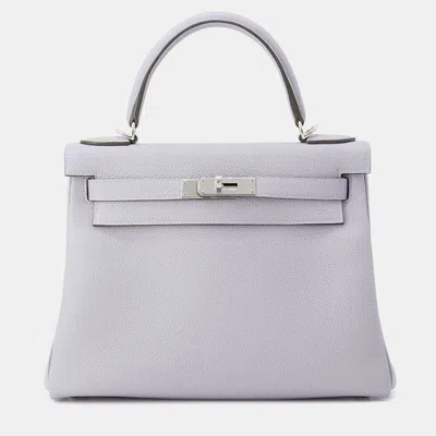 Pre-owned Hermes Kelly Retourne Size 28 Green Pantan Togo Leather Bag