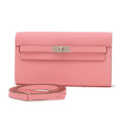 Pre-owned Hermes Kelly Rose Confetti Epsom Leather Chain/shoulder Wallet ()
