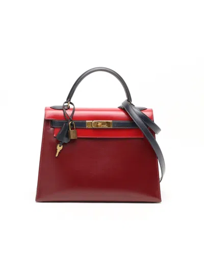 Pre-owned Hermes Hermès Kelly Sellier 28 Tricolor Box Bag