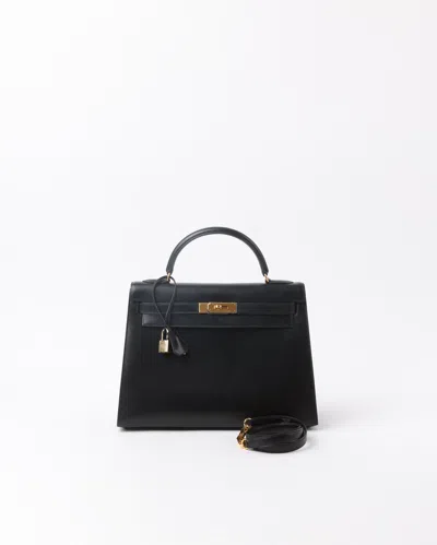 Pre-owned Hermes Hermès Kelly Sellier 32 Box Bag In Black