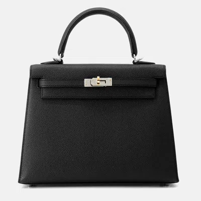 Pre-owned Hermes Kelly Sellier Black Epsom Size 25