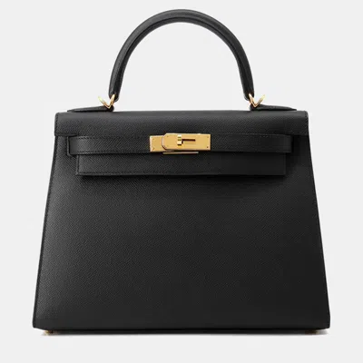 Pre-owned Hermes Kelly Sellier Black Epsom Size 28