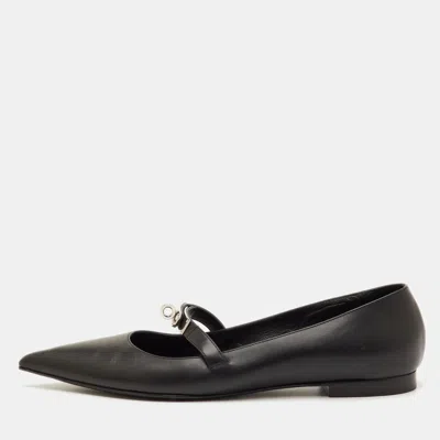Pre-owned Hermes Kelly Size 40 Black Leather Pointed Toe Ballet Flats