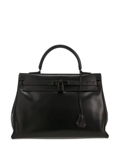 Pre-owned Hermes hermès Kelly So Black Handbag In Black Box Leather