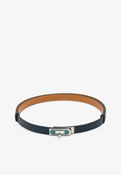 Hermes Kelly Splas'h 18 Epsom Leather Belt With Bleu Lin Lacquer Buckle In Bleu Navy